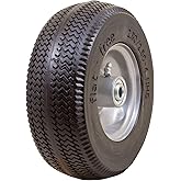 Marathon 00026 Flat Free 2.80/2.50-4 Tire and Wheel Assembly, 3” Centered Hub, 1/2” Ball Bearings, Replacement Tire for Casters, Utility Carts and Other Equipment, Easy Install Assembly
