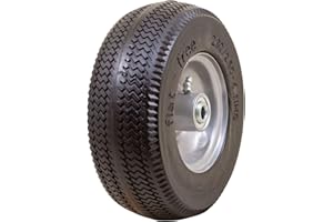Marathon 00026 Flat Free 2.80/2.50-4 Tire and Wheel Assembly, 3” Centered Hub, 1/2” Ball Bearings, Replacement Tire for Casters, Utility Carts and Other Equipment, Easy Install Assembly