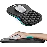 Ergonomic Mouse Pad with Wrist Rest, Memory Foam Mousepad with Massage Design and Non-Slip PU Base, Soft Support for Pain Rel