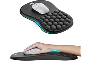 Ergonomic Mouse Pad with Wrist Rest, Memory Foam Mousepad with Massage Design and Non-Slip PU Base, Soft Support for Pain Rel