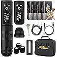 Ambition Soldier Wireless Tattoo Machine Kit Complete Rotary Coreless Motor Tattoo Pen Kit with Extra 2400mAh Battery 80pcs Premium Mixed Size Cartridge Needles Supply for Professional Tattoo Artist