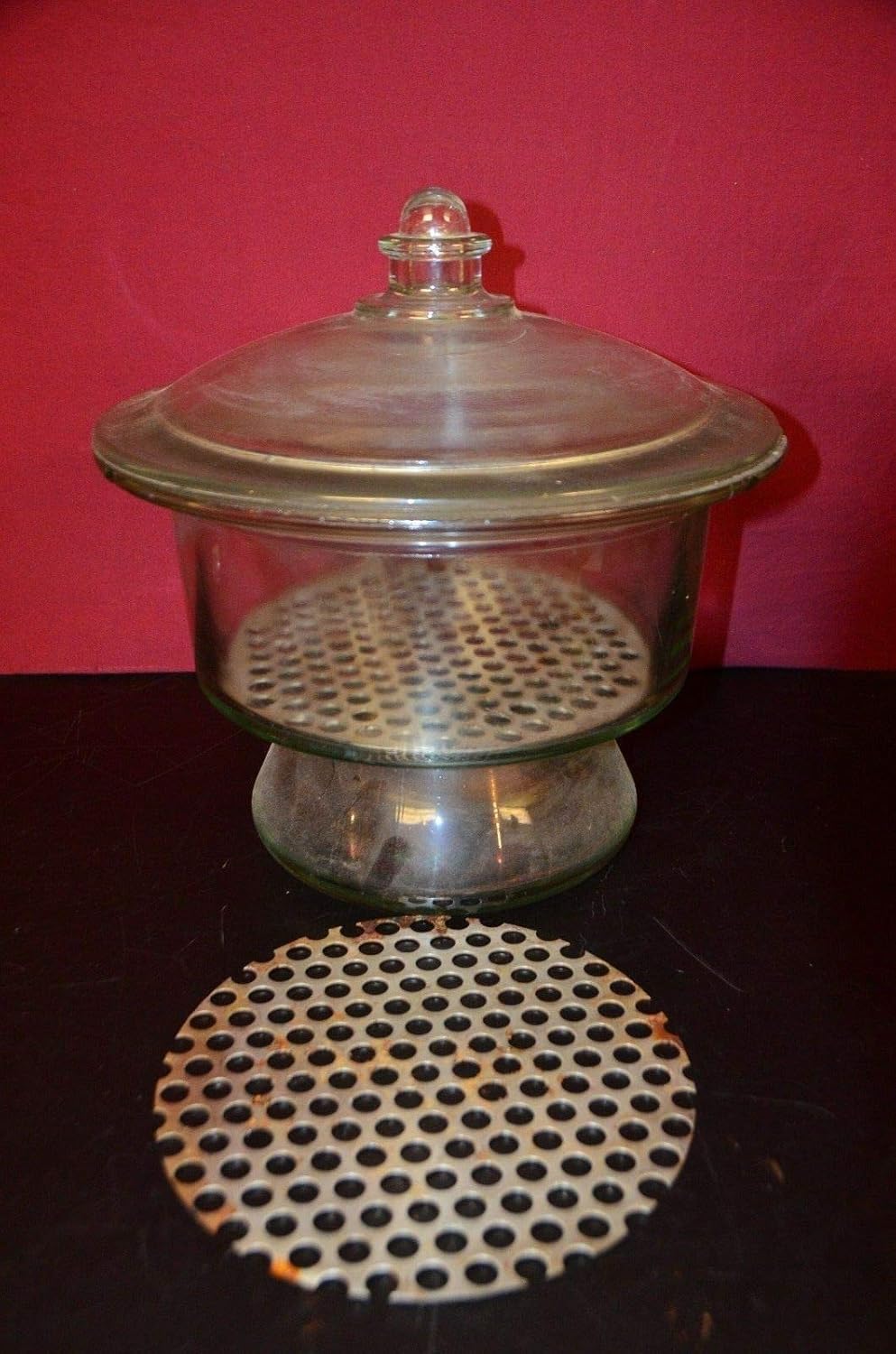 10″ ID Glass Scheibler Non Vacuum Large Desiccator & (2) 235mm Metal