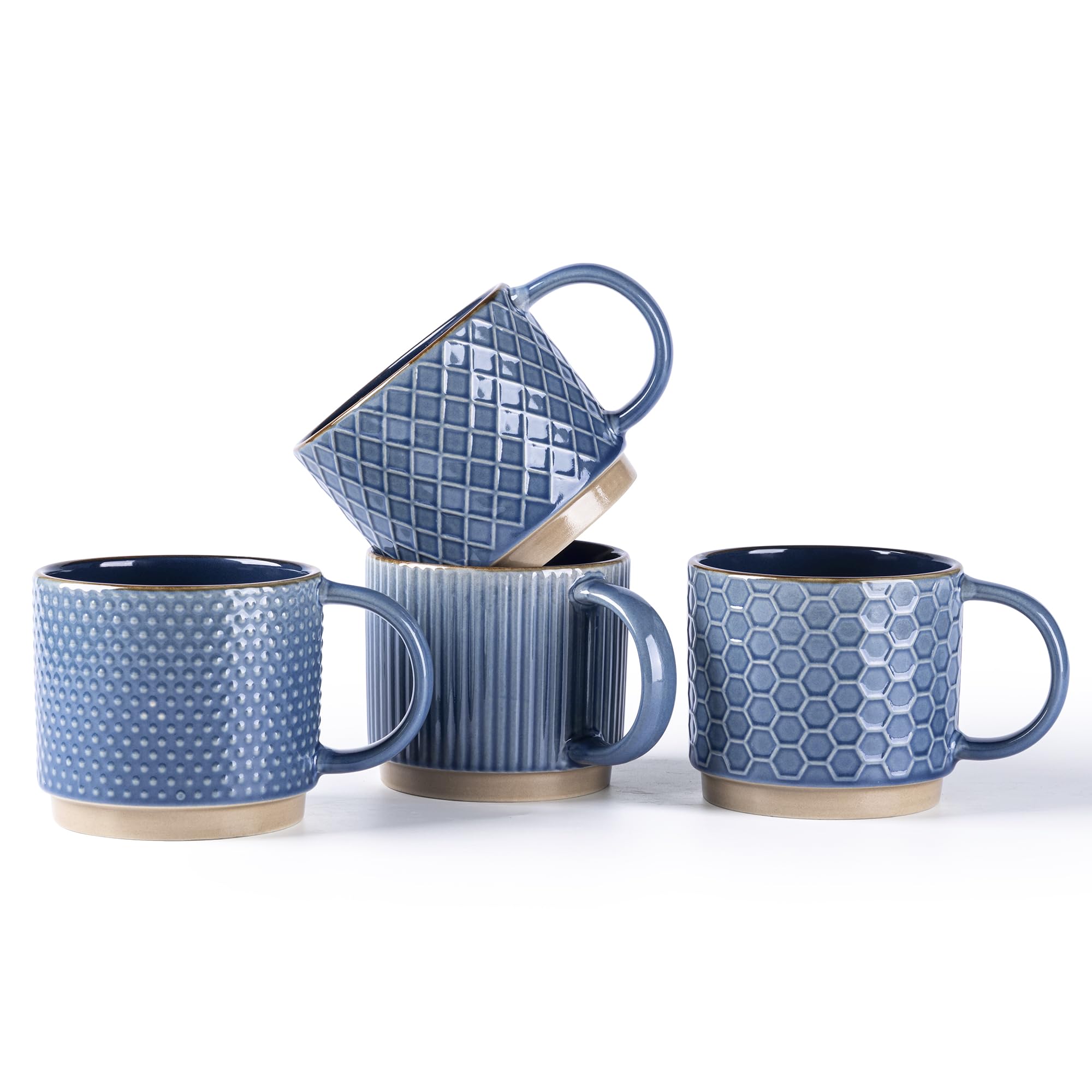 GBHOME 6 OZ Stackable Coffee Mugs, Ceramic Coffee