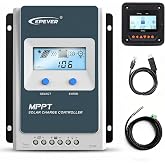 EPEVER 40A MPPT Solar Charge Controller, 12V/24V Auto | 100V PV Solar Regulator 99.5% MPPT Eff., MT52 Monitor Temp Sensor USB Cable, RV Boat OffGrid, Fits LiFePO4 Lead Acid AGM Gel