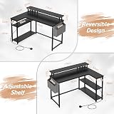 Yornoli L Shaped Desk with LED Lights and Power Outlet 118cm Corner Desk view 2