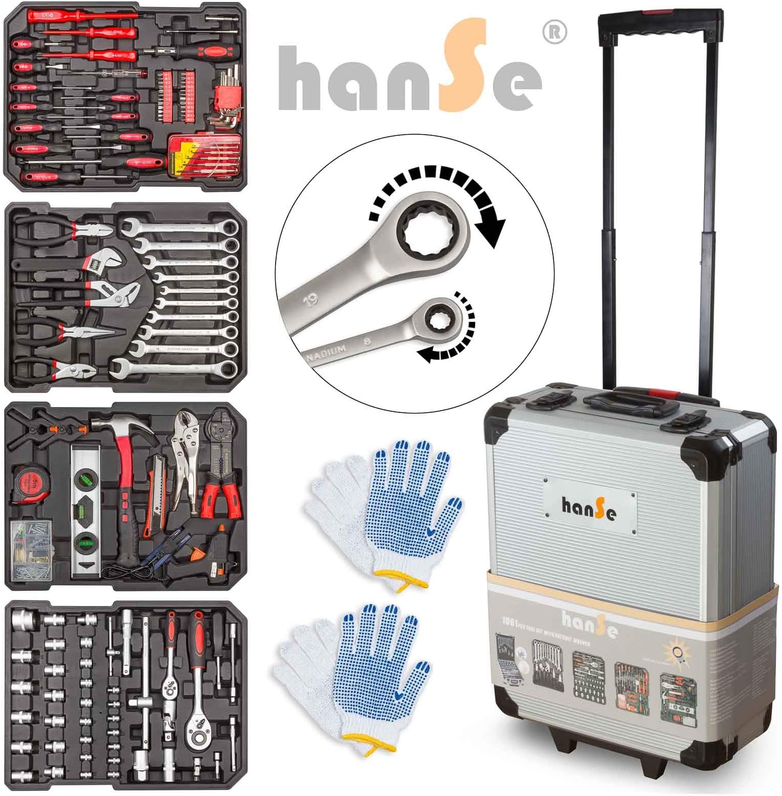 Tool Box in Aluminum Case with Trolley Function Chrome