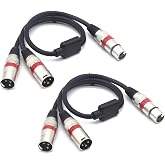SiYear XLR Splitter Cable - XLR Female to Dual Male 3 Pin Patch Y Cable Balanced Microphone Splitter Cord Audio Adapter (50CM-2PACK)