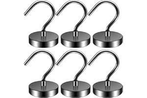 Junarter 6 Pack Magnetic Hooks - 60LBS Heavy Duty Neodymium Magnet Hooks for Hanging, Indoor & Outdoor Use