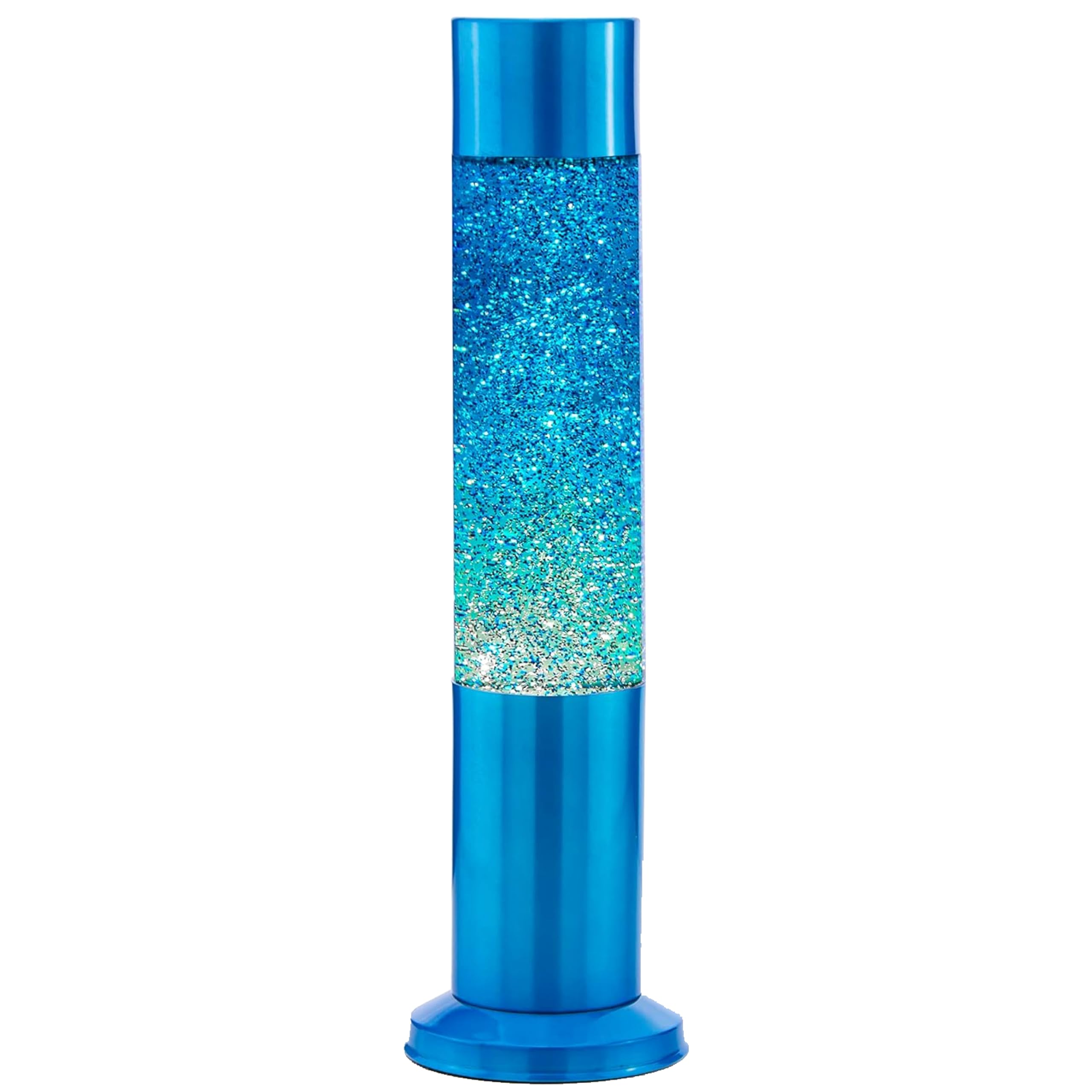 NOVA Colour Glitter Lamp, Blue Tinted Glass, Brushed Blue Aluminium 15Inch
