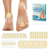 JWHOO Blister Bandages for Feet - 36 Pcs Hydrocolloid Blister Bandages, Waterproof Blister Pads Blister Cushions for Feet Toes Heels Blister Prevention & Recovery (4 Shape Variety Pack)