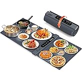 Yeeke Warming Mat for Food with 3-Zone Independent Control, Extra Large 40"x17" Food Wamer Chafing Dishes with 17 Temp 6 Hour Timer, Food Warming Mat Custom 3-Zone Settings for Party Buffets Daily Use