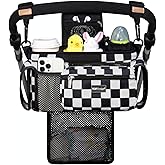 TOPDesign Universal Baby Stroller Organizer, Stroller Caddy with Detachable Mesh Bag & Heightened Insulated Cup Holders & Non