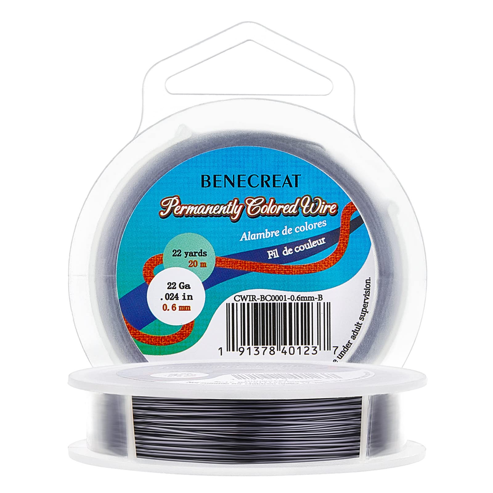 BENECREAT 22GA 20M/22Yard Copper Wire Permanently Colored Wire, Gunmetal Color