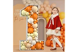 IMPRSV 4FT Marquee Number, Mosaic Numbers for Balloons, Mosaic Balloon Frame, Marquee Number, Number 1 Balloon for 1st Birthday Girl Decoration, Frist Anniversary Decorations, First Birthday Decor