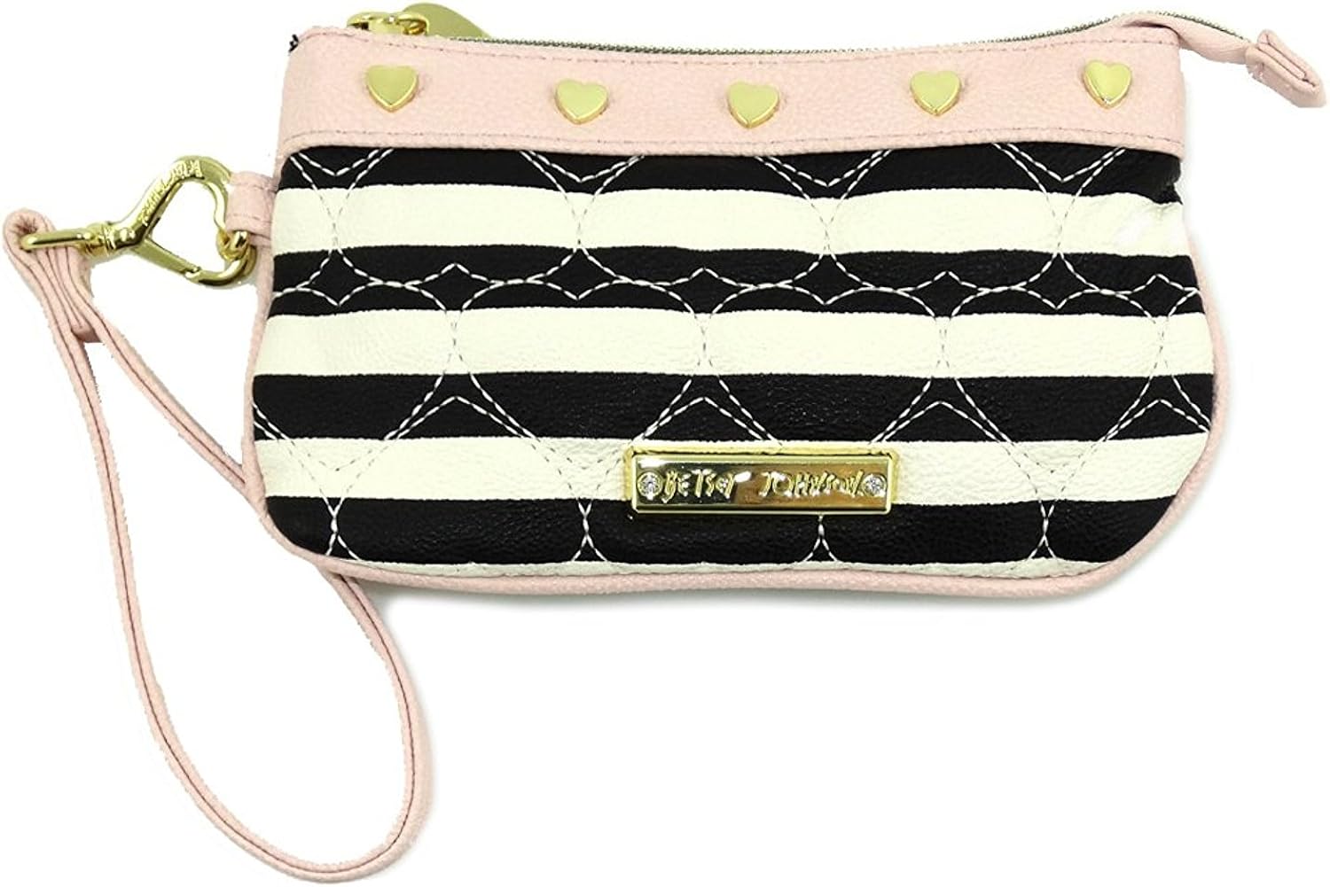 betsey johnson pink and white purse