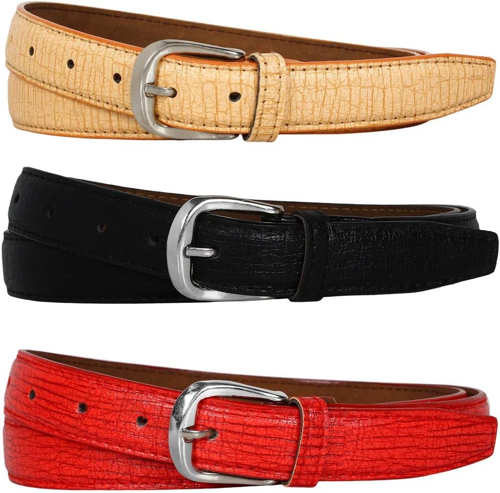 SIDEWOKWomen's Vegan Leather Belt (Pack of 3)