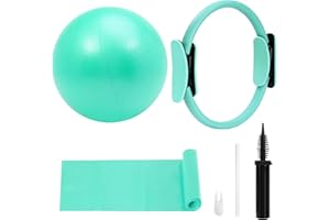 WOCUME Pilates Ring Fitness Circles Set, High Resistance Yoga Ring Pilates Equipment Set for Women Includes Pilates Ring, 9 Inch Small Exercise Ball, 1 Resistance Band at Home Pilates Workout Set