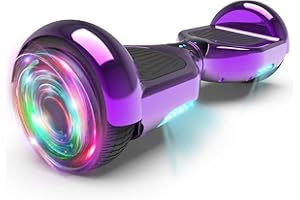 HOVERSTAR Bluetooth Hoverboard for Kids, Spider Color and Chrome Color Self Balancing Scooter Built-in Wireless Speaker and Flashing Wheels (Chrome Purple)