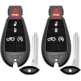 Vurkcy Key Fob Replacement for 2008-2014 Dodge Challenger/ 08-13 Charger & Grand Cherokee/ 09-13 Durango/ 08-10 Chrysler 300 Car Keyless Entry Remote Control, M3N5WY783X IYZ-C01C, 5 Btn, 2Pcs
