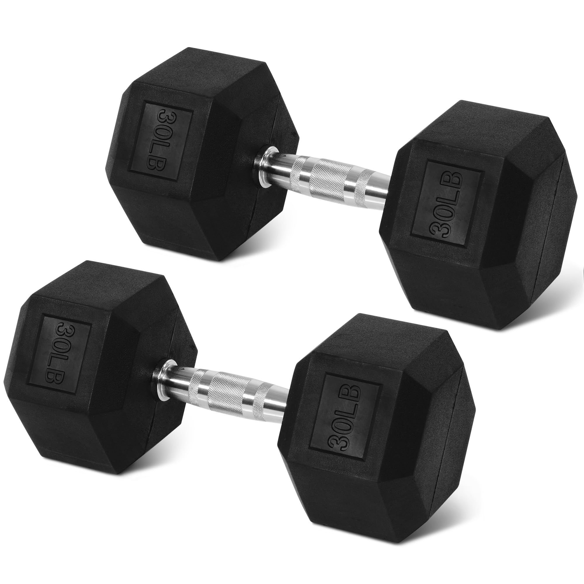 Photo 1 of ***MISSING ONE DUMBBELL*** BalanceFrom Rubber Encased Hex Weights Dumbbells Set, Cast Iron Hand Weights with Anti-Slip Grip for Home Gym Strength Training 30LB