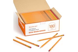 Shuttle Art Wood-Cased #2 HB Pencils, 180 Pack Sharpened Yellow Pencil with Erasers, Bulk Pack Graphite Pencils for School an