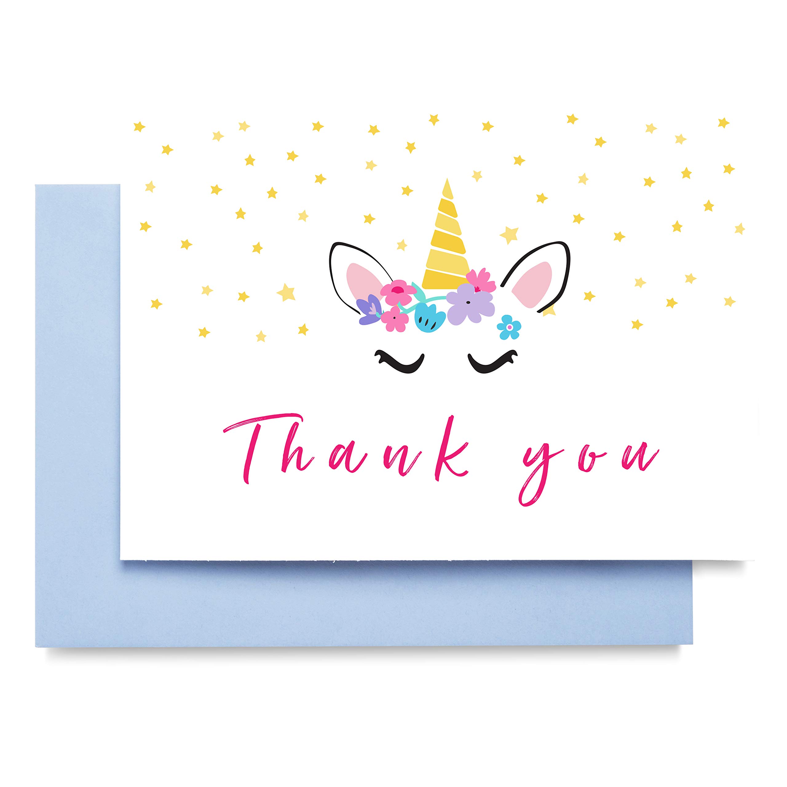 Huxters Unicorn Thank you cards - Postcard Style - Includes Envelopes (Pack of 10)