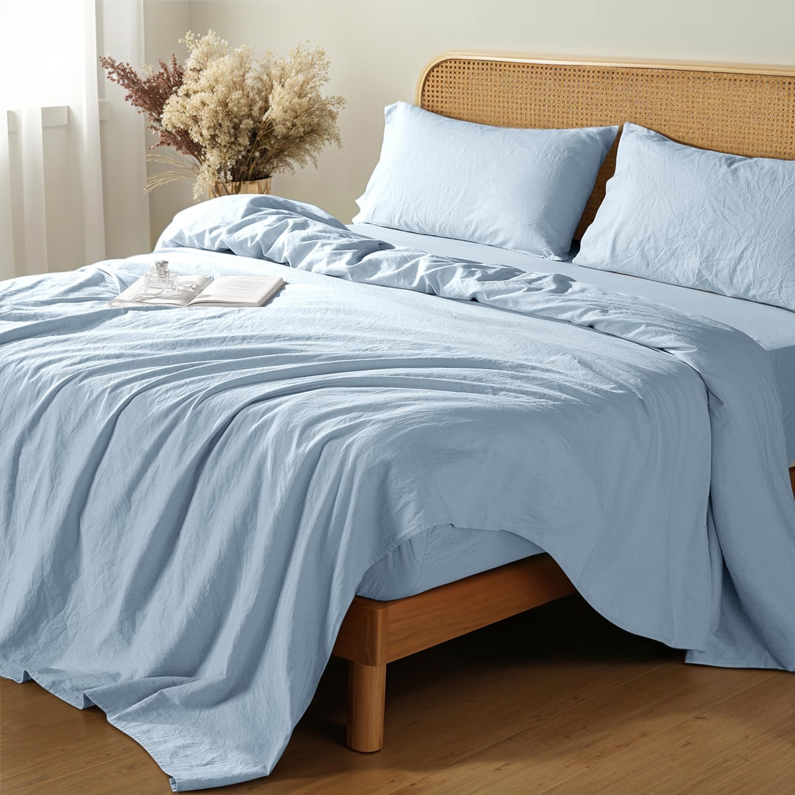 Shilucheng 100% French Linen Sheets - Queen Size