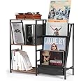 Record Player Stand, Turntable Stand with Now Playing Stand, Record Player Table with Speaker Storage & 3-Tier Vinyl Record Storage, Vinyl Record Holder End Table for Vinyl Records, Rustic Brown