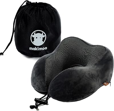 Makimoo Memory Foam Travel Pillow Neck Support Grey