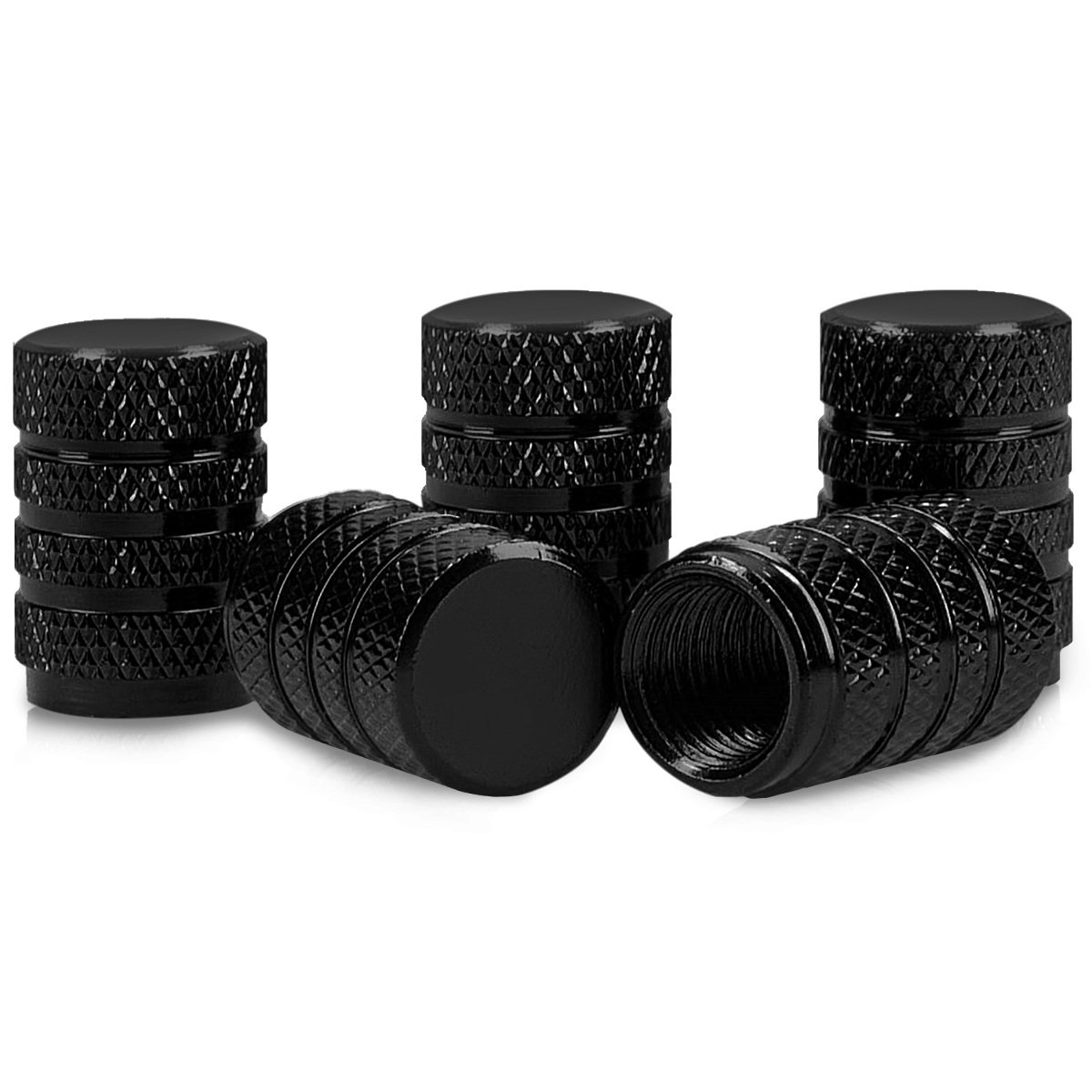 kwmobile 5x Valve Cap - Metal Tire Valve Dust Caps for Car, Bike, Motorcycle - Set of 5 Tire Stem Car Wheel Dustproof Cap