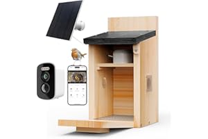 TT-FOPETT Solar Bird House with Camera, 1080P HD Wooden Smart Birdnest Solar Powered, Watch Birds Nesting & Hatching in Real Time, AI Identify Bird Behavior & Create Bird Story, Weatherproof Birdhouse
