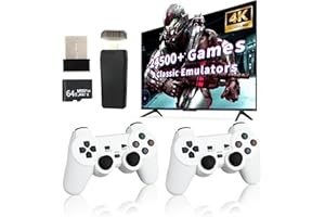 LURMGM Retro Game Console, Wireless Retro Game Console, 24500+ Games Built-in, Plug and Play Video TV Games, 4K HDMI Output, 9 Emulators, Dual 2.4GHz Wireless Game, White(64G)