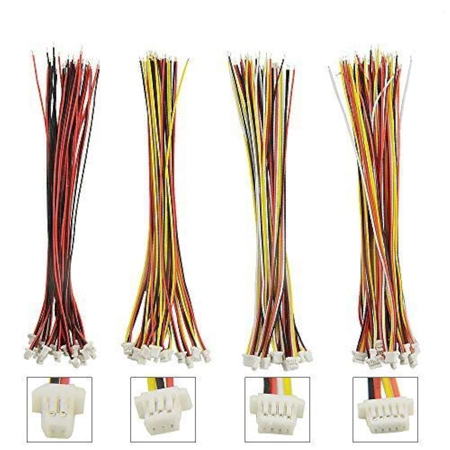 BGTXINGI 60Pcs 1.0mm 2P 3P 4P 5P Connection Plug Terminal Connector Wire Cable for LED Light Strip 5.9 inch Compatible with JST SH (2P-5P)