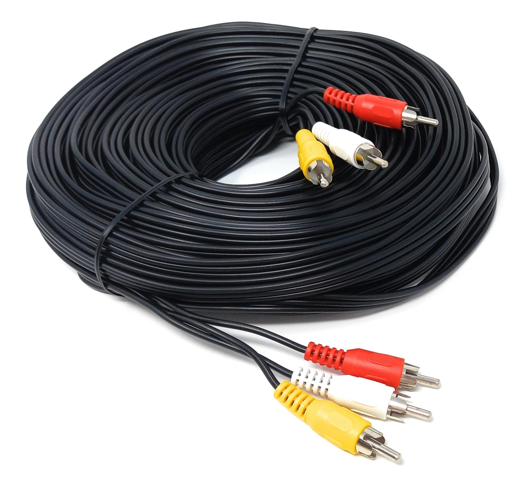 DRUT 25m Triple 3 x RCA to RCA Phono Plugs to Plugs Composite, Audio Video Male to Male Cable Lead Nickel Contacts (82ft.)