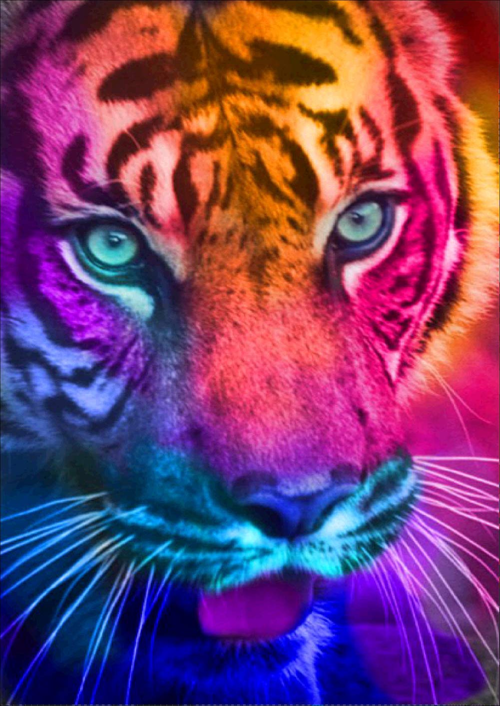 ABEUTY 5D Diamond Painting DIY Full Drill Rhinestones, Colorful Tiger Animal, Paint with Diamonds Crystal Diamond Art Kits (Tiger)