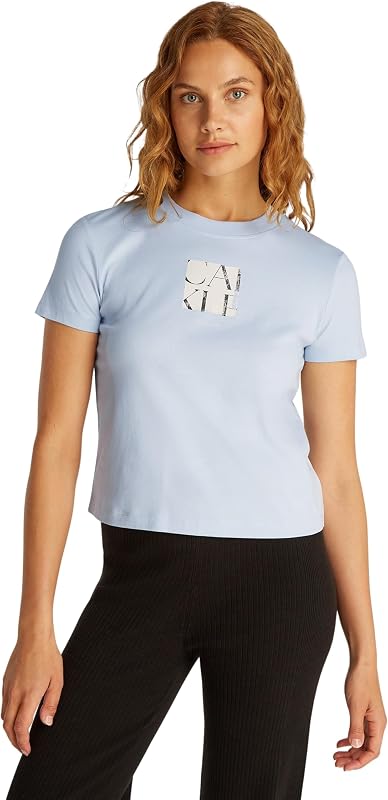 Camiseta de Manga Corta Mujer Front Photo Graphic Baby tee con Cuello Redondo, Azul (Niagara Mist), XXXL
