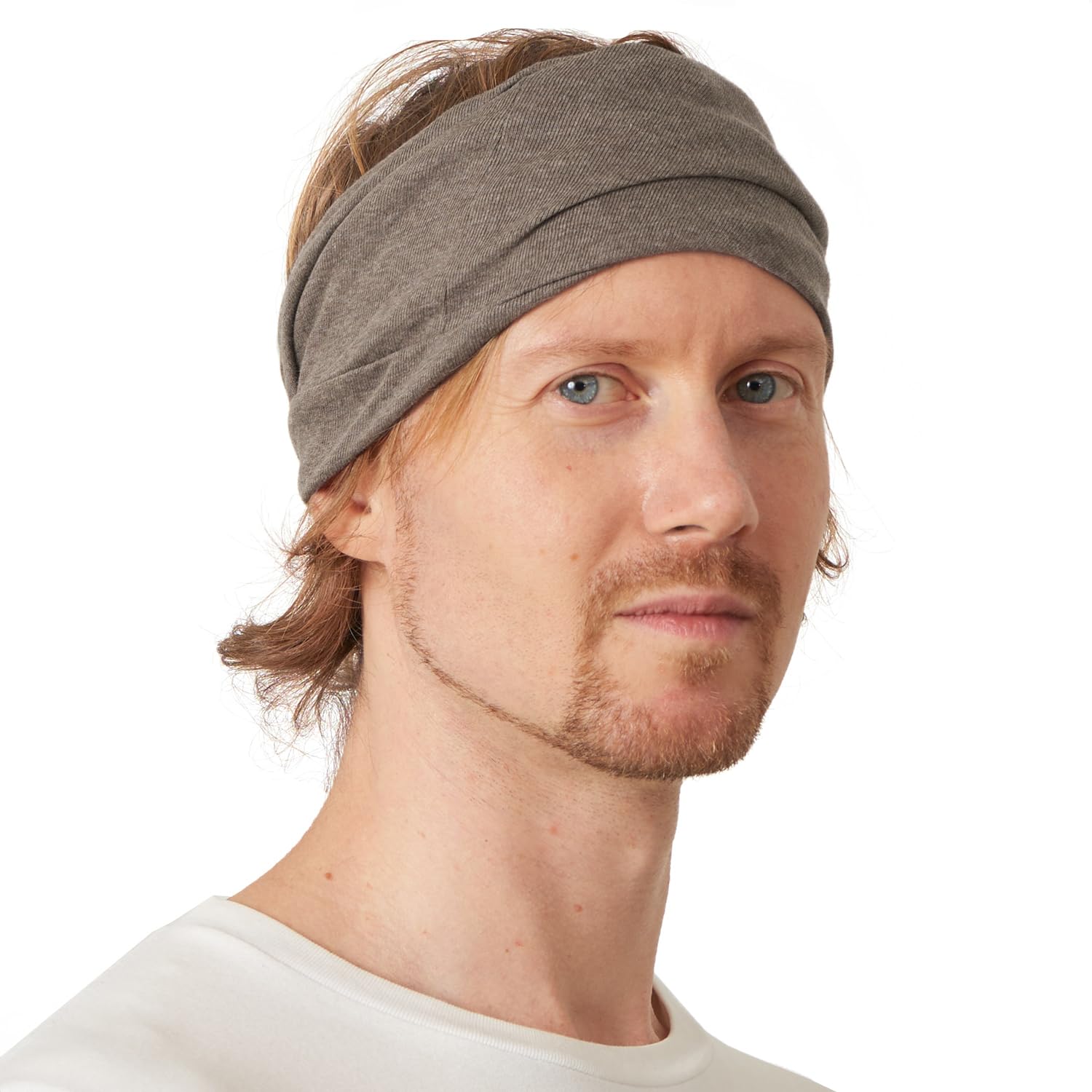 CHARM Womens Headband Hairband Bandana - Mens 100% Organic Cotton Yoga Hair Band Made in Japan Soft Chemo Head Wrap Sensitive Skin by Casualbox Brown