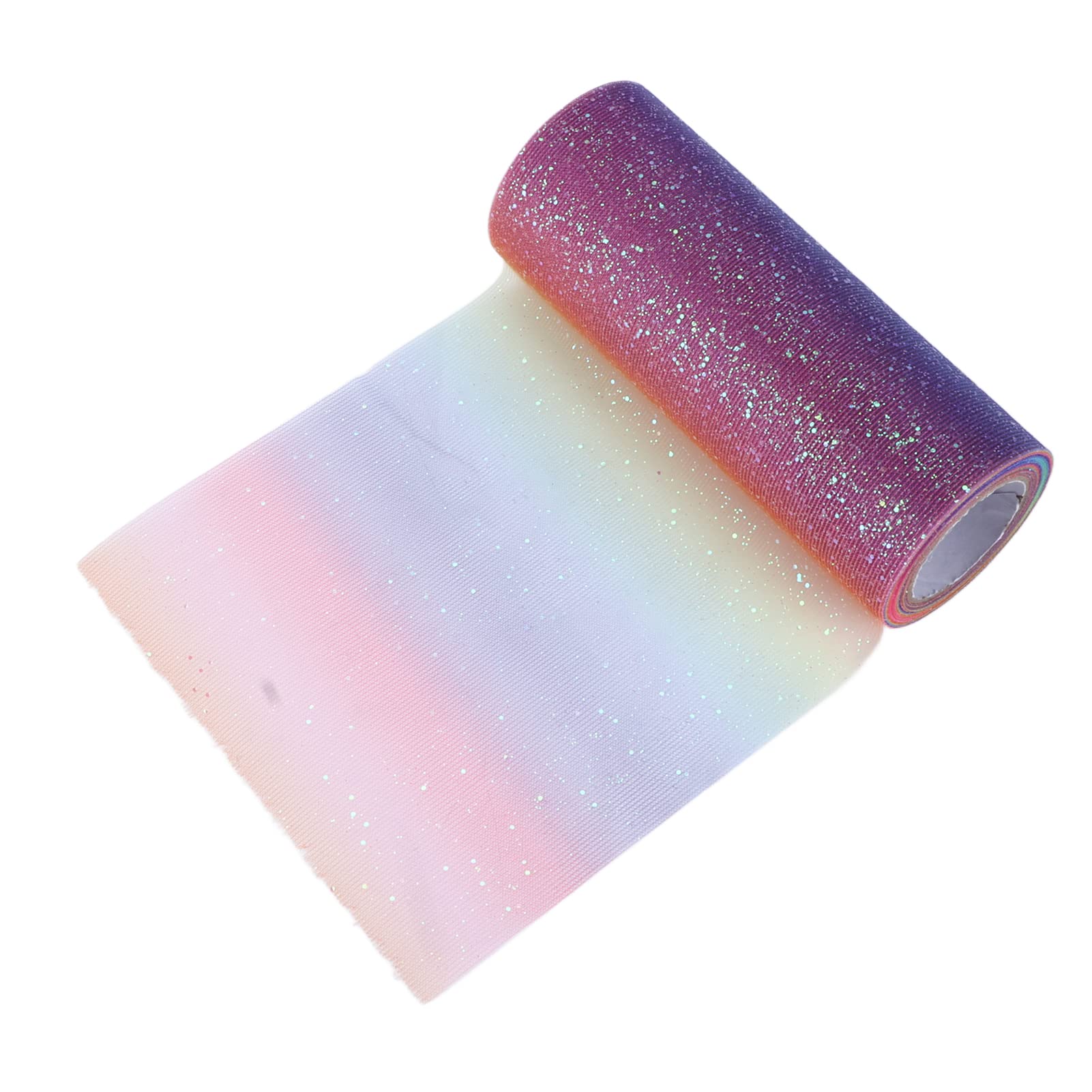 Tulle Fabric, Rainbow Glitter Tulle, Widely Usage Rainbow Glitter Netting Fabric Rolls for Table Decoration (Rainbow Colors)