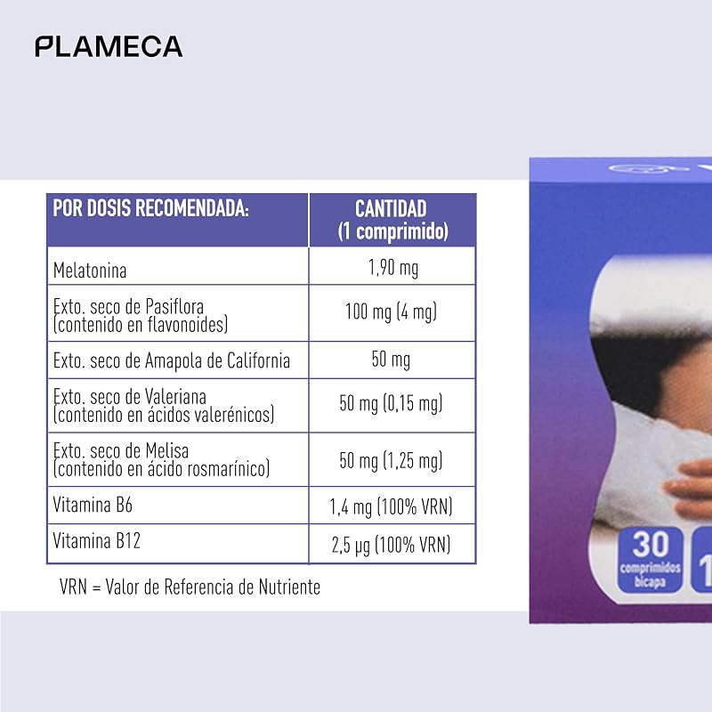 Melanoctina Sueña Toda la Noche Concilia y Prolonga el Sueño sin despertarse, Tecnología Bicapa con Melatonina Amapola de California, Valeriana, Melisa y Vitamina, 30 Comprimidos — foto 4 de 6