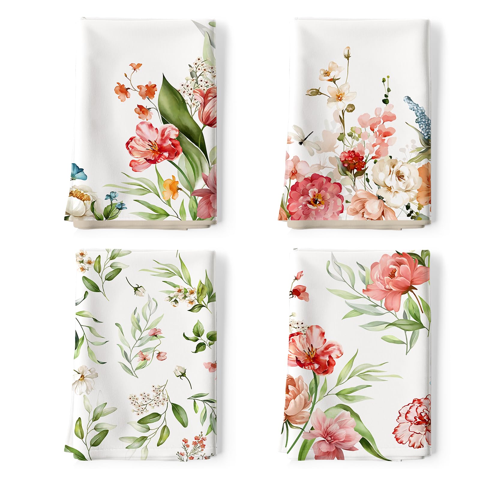Photo 1 of Arquiel Watercolor Flower Tea Towels, Cotton Kitchen Towel 18.9 × 27.5 inch, Quick Drying Dish Cloth for Party Anniversary Holiday Decoration Housewarming Gifts