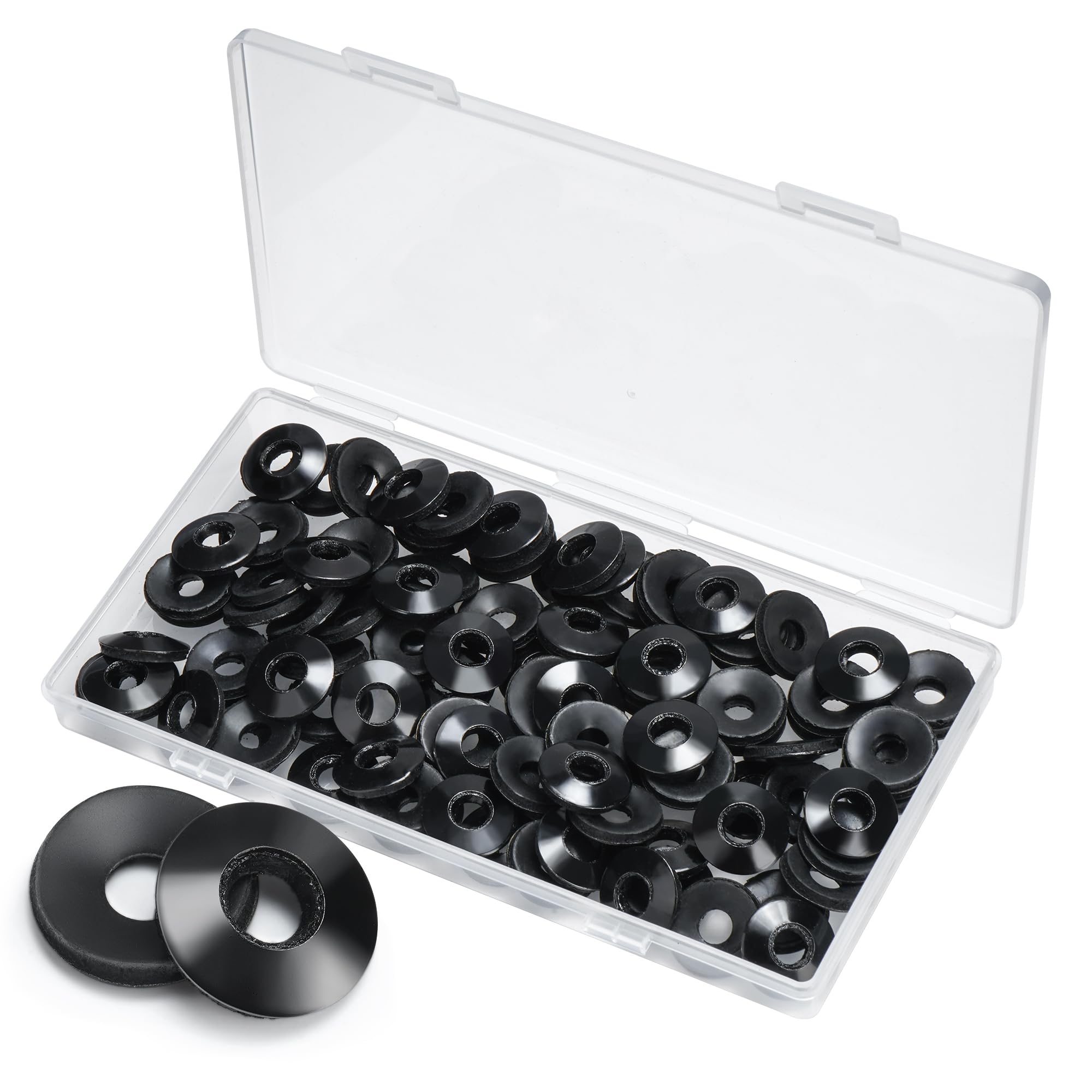 Photo 1 of 100 PCs 3/8" EPDM Bonded Sealing Washers, 304 Stainless Steel Rubber Roof Screw Washers for Metal Panels & Outdoor Projects, Black