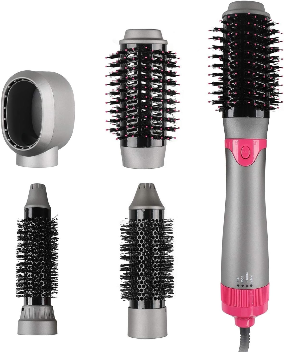 Hair Dryer Brush, Hot Air Brush, Hair Volumizer Curler Straightener Styler, Salon Negative Ion Ceramic Electric Blow Comb (4Heads): Health & Personal Care