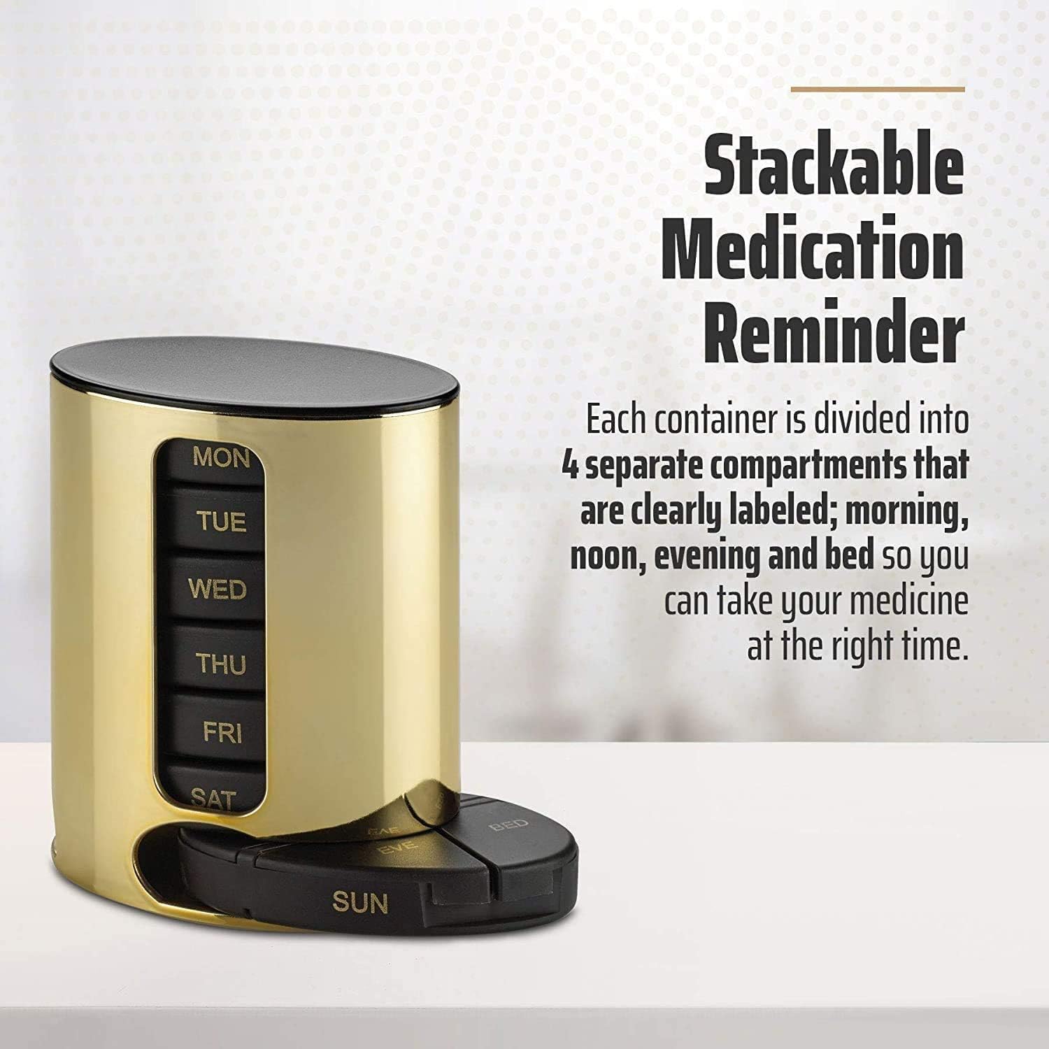 Daily Pill Organizer, (4 Times a Day) Stackable Medication Reminder - Image 5