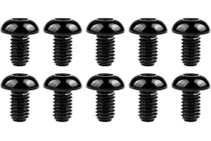 Wanyifa Titanium Ti Water Bottle Cage M5x8 10 12 15mm Bolt Button Head Allen Key Screws Pack of 10 (Black, M5x8mm)