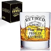 Retirement Gifts for Woman Men 2026 - Retired 2026 Not My Problem Anymore - Boss, Coworkers Women/Men, Office, Friends & Family, Farewell Gift Personalized Retirement Whiskey Glass -13