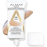 Almay Anti-Aging Foundation, Smart Shade Face Makeup with Hyaluronic Acid, Niacinamide, Vitamin C & E, Hypoallergenic-Fragrance Free, 100 Light, 1 Fl Oz (Pack of 1)
