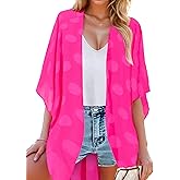 Moss Rose Women's Beach Kimono Coverup Sheer Chiffon Cover Ups, Casual Loose Open Front Cardigan Tops
