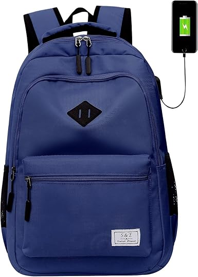 blue school book bag