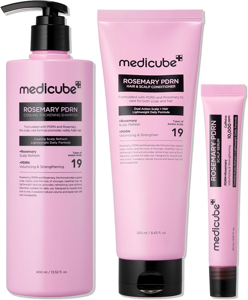 medicube Rosemary PDRN Korean Hair Care Set - Shampoo, Conditioner & Serum | Amino Acids For Thicker, Fuller, Denser-Looking