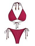 ZAFUL Women Bikini Set Two Piece Textured Beaded